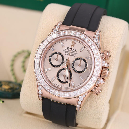 コスモグラフ デイトナ | オイスター、40 mm、エバーローズゴールド、ダイヤモンド リファレンス 126535TBR