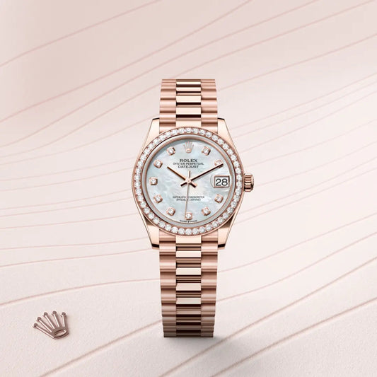 Rolex デイトジャスト 31 オイスター、31 mm、エバーローズゴールド、ダイヤモンド