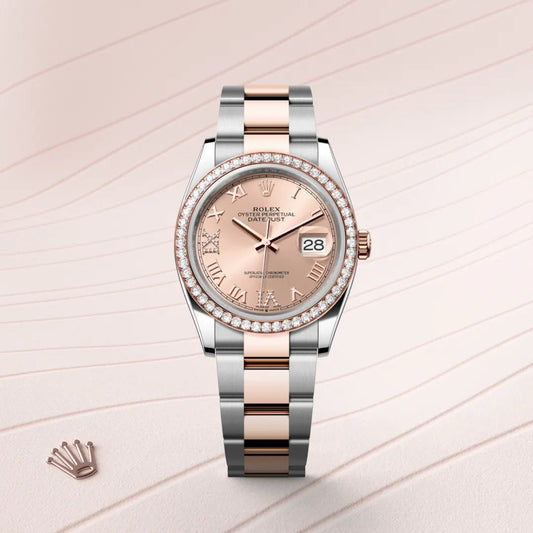 Rolex デイトジャスト 36 オイスター、36 mm、オイスタースチール&エバーローズゴールド、ダイヤモンド