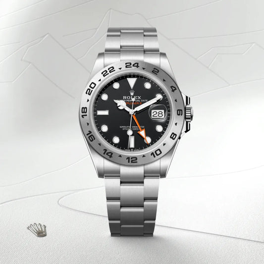 Rolex エクスプローラー Ⅱ オイスター、42 mm、オイスタースチール