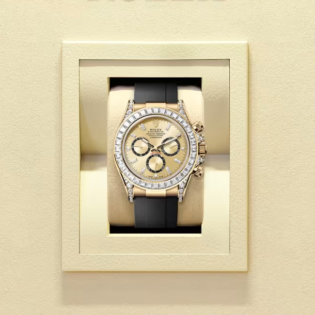コスモグラフ デイトナ|オイスター、40 mm、イエローゴールド、ダイヤモンド リファレンス 126538TBR-0004