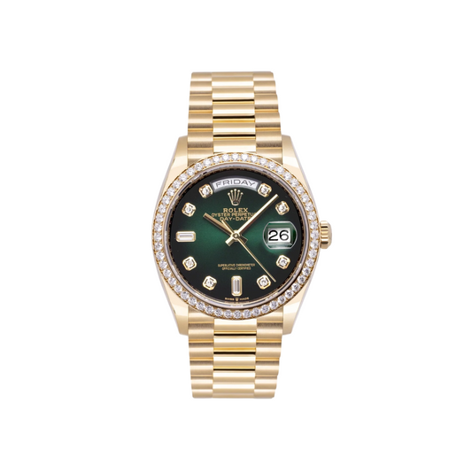 デイデイト 36 | オイスター、36 mm、イエローゴールド、ダイヤモンド リファレンス 128348RBR-0035