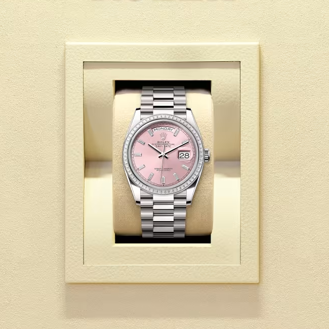デイデイト 36 | オイスター、36 mm、ホワイトゴールド、ダイヤモンド リファレンス 128399TBR-0029