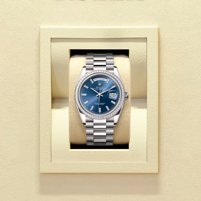 デイデイト 36 | オイスター、36 mm、ホワイトゴールド、ダイヤモンド リファレンス 128399TBR-0027