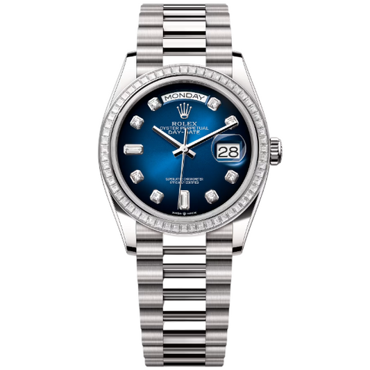 デイデイト 36 | オイスター、36 mm、ホワイトゴールド、ダイヤモンド リファレンス 128399TBR-0007