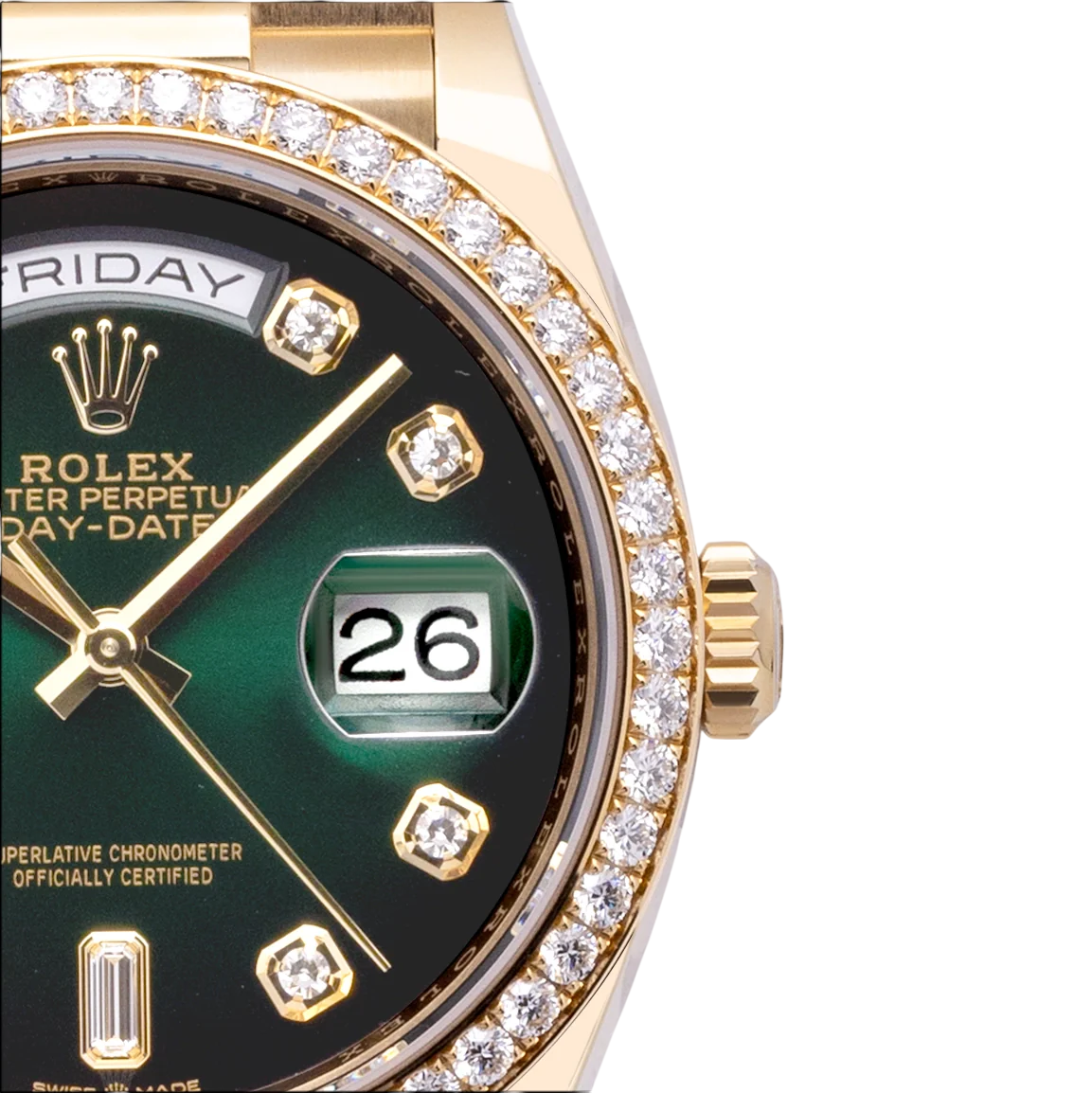 デイデイト 36 | オイスター、36 mm、イエローゴールド、ダイヤモンド  リファレンス 128348RBR-0035