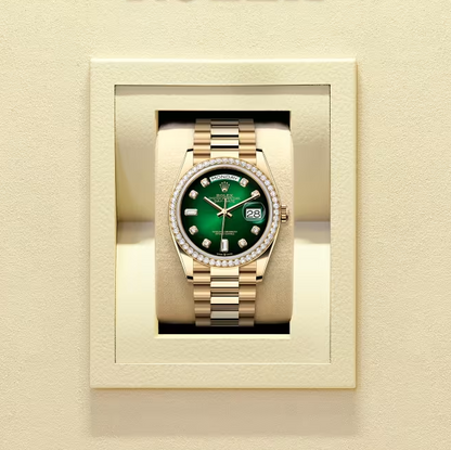 デイデイト 36 | オイスター、36 mm、イエローゴールド、ダイヤモンド  リファレンス 128348RBR-0035