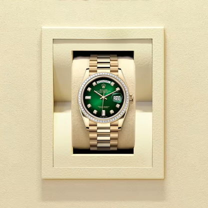 デイデイト 36 | オイスター、36 mm、イエローゴールド、ダイヤモンド  リファレンス 128398TBR-0008