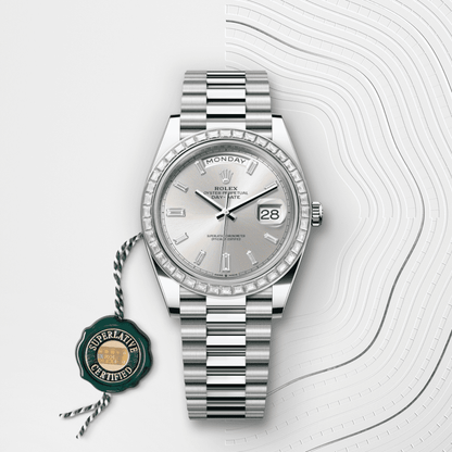デイデイト 40 | オイスター、40 mm、プラチナ、ダイヤモンド  リファレンス 228396TBR-0011